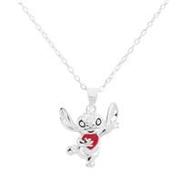 Disney 925 Sterling Silver Stitch Love Heart Pendant Necklace for Girls