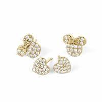 STERLING SILVER 925 HEART AND MINNIE MOUSE STONE SET GOLD PLATED EARRING SET