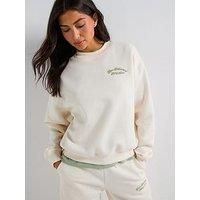 New Balance Womens Linear Heritage Fleece Crew - Beige