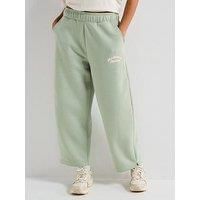 New Balance Womens Linear Heritage Fleece Barrel Leg Trouser- Khaki