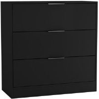 Latitude Run 80cm Chest of 3 Drawers Compact Storage Bedside Cabinet Bedroom Furniture Black 80.5cm H X 80cm W X 35cm D