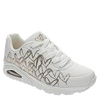Skechers Women/'s Uno Golden Heart Sneaker, White Durabuck/Rose Gold Mylar Embroidery, 8 UK