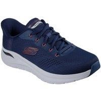 Skechers Men/'s Arch Fit 2.0 Lestur Slip-On Sneakers, Navy Mesh/Synthetic/Red Trim, 8 UK