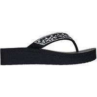 Skechers Vinyasa Butterfly And Flower Gem Thong Sandal - Black Mitobuck