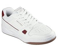 Skechers Men/'s Koopa Harry Kane Court Sneaker, White Leather, Suede/Mesh/Burgundy Trim, 12 UK