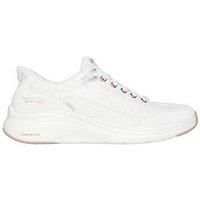 Skechers Women/'s Contour Foam Golden Hour Sneaker, White Mesh/Duraleather/Leather/Rose Gold Trim, 4 UK
