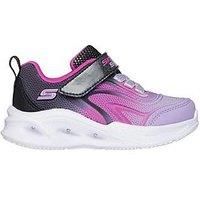 Skechers Lighted Gore and Strap Sneaker W Ombr Light Up Black/Purple 5 UK Child
