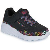 Skechers Girl/'s Uno Lite Heart Craze Sneaker, Black Synthetic/Multi Trim, 9.5 UK