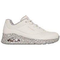 Skechers Women/'s Uno-Safari Time Sneaker, White Leopard, 5 UK