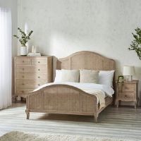 17 Stories Amilda Rattan Bed Frame - Light Oak Brown Double (148 x 200 cm)