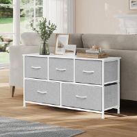 17 Stories Chest of drawers with 5 drawers made of fabric; Chest of drawers; Sideboard White;Grey 54cm H X 100cm W X 30cm D