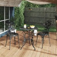 Dakota Fields Barreto 3 Piece Bistro Set Cast Aluminium Black 2