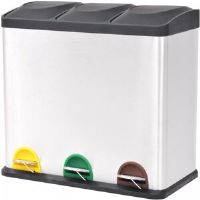 Symple Stuff Stainless Steel Step On Multi-Compartments Rubbish & Recycling Bin 54 L