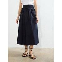 French Connection Cotton Poplin A-Line Split Maxi Skirt - Navy