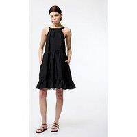 French Connection Halter Neck Tiered Ruffle Tie Mini Dress - Black
