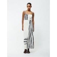 French Connection Cotton Blend Stripe Beaded Strap Maxi Dress