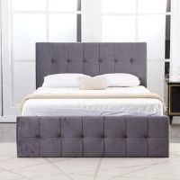Canora Grey Ottoman Storage Bed grey velvet and 1 Mattress cushioned Grey Double (4'6)