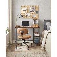 Borough Wharf Computer Desk, Writing Desk With 2 Shelves On Left Or Right, Work Table For Office Living Room, Steel Frame, Industrial, Ebony Black 76.00cm H X 100cm W X 50cm D