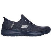 Skechers Women/'s Summits Classy Night Sneaker, Dark Navy Mesh/Silver Trim, 5 UK