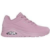 Skechers Uno Shiny Scale Reflective Snake Lace-Up Trainer - Mauve Reflective Snake Printed Durabuck