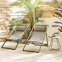 17 Stories Settera Pair of Garden Sun Lounge Deck Chairs - Classic Set for Modern Patio Green 236.22cm H X 160.02cm W X 264.16cm D