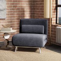 Isabelle & Max Romer Single 75cm Upholstered Cushioned Convertible Sofa Grey 75cm H X 75cm W X 70cm D