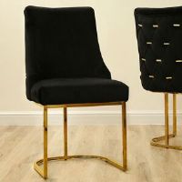 Fairmont Park Upholstered Velvet Dining Chair With Stainless Steel Metal Base, Modern Accent Occasional Chair Gold/Black 102.5cm H X 55cm W X 62.5cm D
