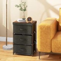 Borough Wharf 3 Chests Of Drawers 3-Tier Nightstand Organizer Fabric Dresser Storage Unit Black 62cm H X 40cm W X 30cm D