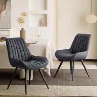 George Oliver 2 pcs. Dining Chair Set Modern Scandinavian Design Virei (Set of 2) in Grey 211.33cm H X 139.19cm W X 125.98cm D