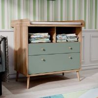 George Oliver Manteca 2 Door of Drawers, 89,8 cm W x 94,4 cm H x 77 cm D Changing Table Dresser Green;Beige 35.1cm H X 36.9cm W X 30.1cm D