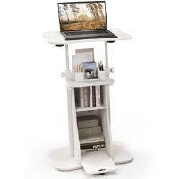 17 Stories Mobile Laptop Table Adjustable Sit Stand Computer Desk Presentation Cart White 55cm W X 15.75cm D