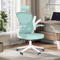 Inbox Zero Mesh Office Chair with Headrest Grey/White 120cm H X 54cm W X 64cm D
