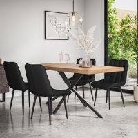 Fairmont Park Donni Dining Table And Chairs - Table Top w Legs + Nova Faux Leather Dining Chair Set Of 4 Oak/Black/Black 4