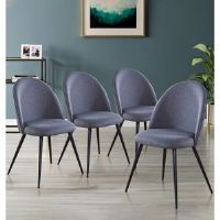 George Oliver Mose Upholstered Dining Chair x4 Black 85cm H X 53cm W X 49cm D