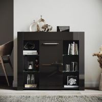 17 Stories 95*35*83cm High Brightness Display Cabinet with LED Colorful Lighting,Adjustable Shelves Black 210.82cm H X 241.3cm W X 88.9cm D