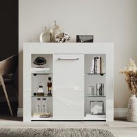 17 Stories 95*35*83cm High Brightness Display Cabinet with LED Colorful Lighting,Adjustable Shelves White 210.82cm H X 241.3cm W X 88.9cm D