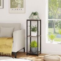 Borough Wharf 3 Tier Tall Metal Plant Stand Corner Plant Holder Flower Pot Organizer Black;Grey 91cm H X 30cm L X 30cm D