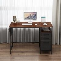 Borough Wharf Desk, Computer Desk For Student And Work, Computer Desk With Drawers And Shelf, Modern Computer Table, Stylish Home Office Desk For Bedrooms, Office, Brown 75cm H X 100cm W X 45cm D