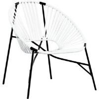 George Oliver Garden Egg Chair Poly Rattan Black/White 82cm H X 77cm W X 68.5cm D