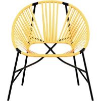 George Oliver Garden Egg Chair Poly Rattan Black/Yellow 82cm H X 77cm W X 68.5cm D
