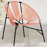 George Oliver Garden Egg Chair Poly Rattan Black/Orange 82cm H X 77cm W X 68.5cm D