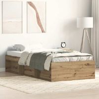 Latitude Run Afriani Platform Bed Artisan Oak European Single (90 x 200cm)