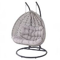 World Menagerie Panora Porch Swing with Canopy Light Grey/Grey 181cm H X 122cm W X 72cm D
