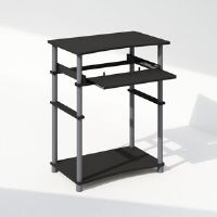 17 Stories Home Office Writing Desk, Computer Desk with Keyboard Tray, Black/Grey Black/Grey 75.70cm H X 59.90cm W X 39.60cm D
