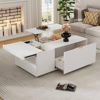 BTM White Lift-Top Coffee Table with Storage Drawer