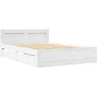Latitude Run Bed Frame With Headboard Without Mattress Smoked Oak 140X200 Cm White Small Double (4')