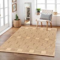 Highland Dunes Klara Boho Jute-Look Beige Area Rug Geometric Rectangle 275 x 200 cm