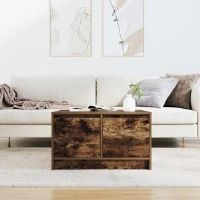 Latitude Run Coffee Table With Drawers Concrete Grey 100X100x40 Cm Smoked Oak 40" H x 70.5" L x 70" W