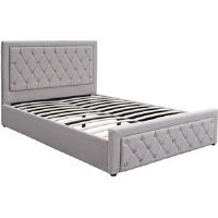 Canora Grey Ottoman Storage Gaslift Bed Grey Velvet With Memory Foam Mattress Bedroom Furniture Grey Double (109 x 144cm)