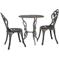 Dakota Fields Barreto 3 Piece Bistro Set Cast Aluminium Bronze 2